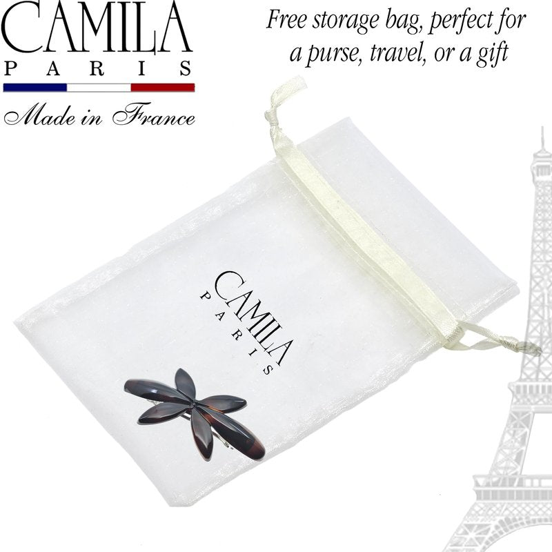 Camila Paris CP2426-CP2875 French Hair Barrette Clip for Girls Flower, Combo, Automatic Clasp Strong Hold Grip Hair Clips for Women, No Slip and Durable Styling Girls Hair Accessories, Made in France
