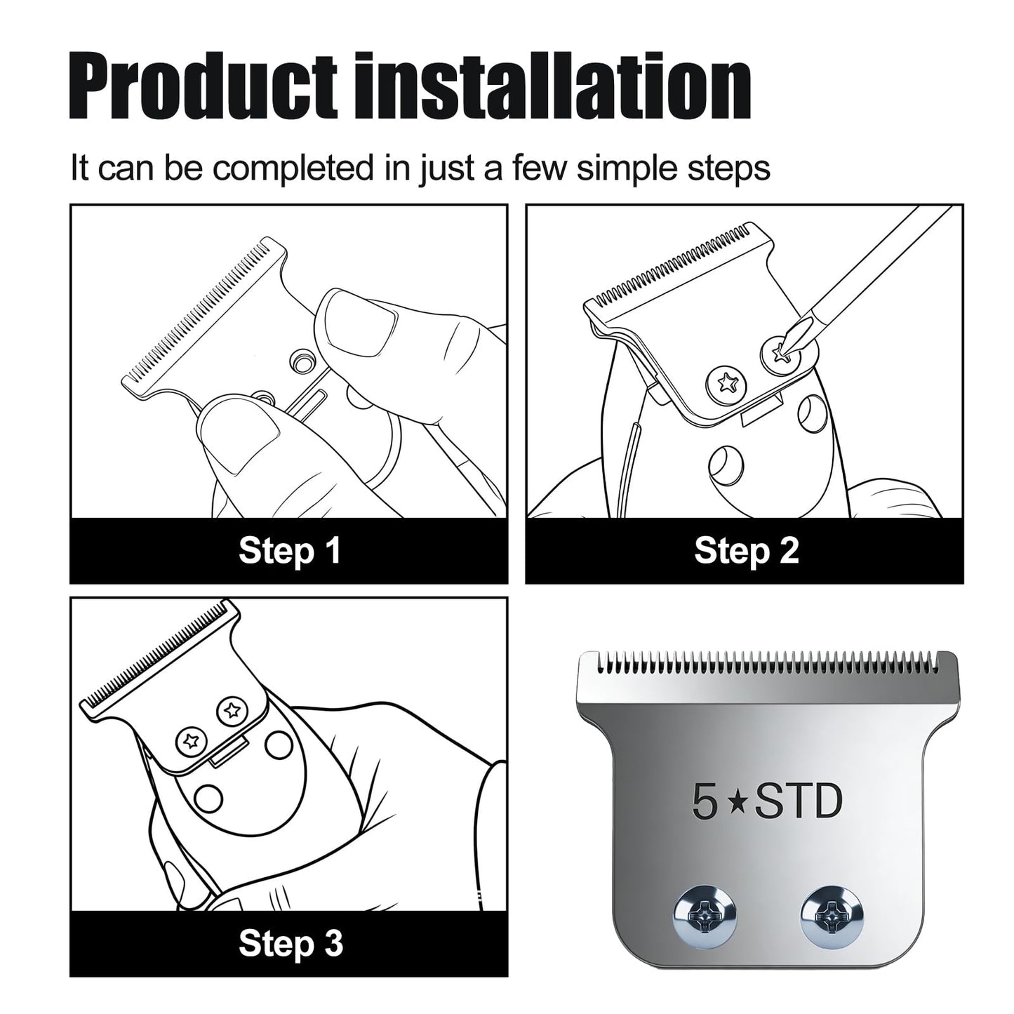 Replacement Blades for Wahl Detailer, 5 Star Hero, Razor Edger, and G Whiz trimmers,Silver 1 Pack