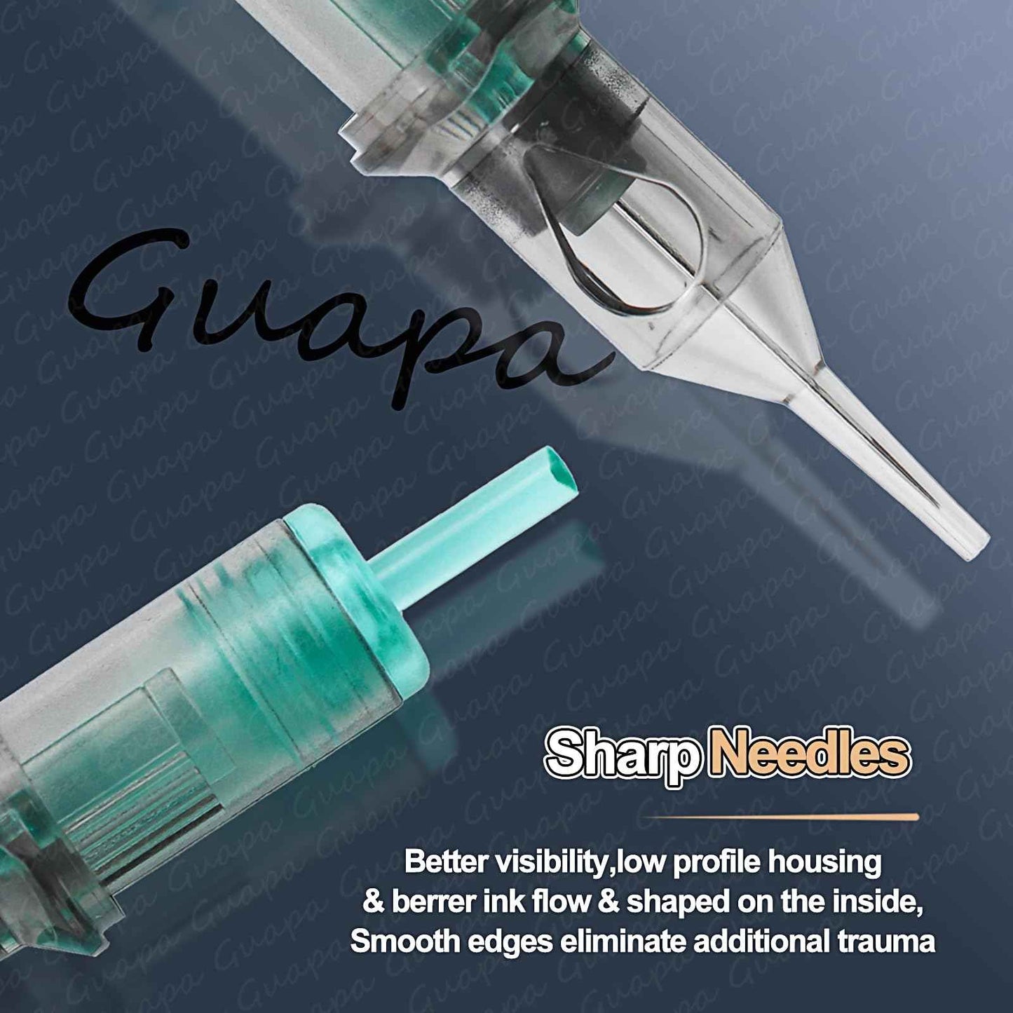 MARLLOGIVA 20pcs Green Long Taper Universal Tattoo Cartridges Permanent Makeup Cartridge Needles and Scalp Tattoo SMP Needles (1R-0.30mm)