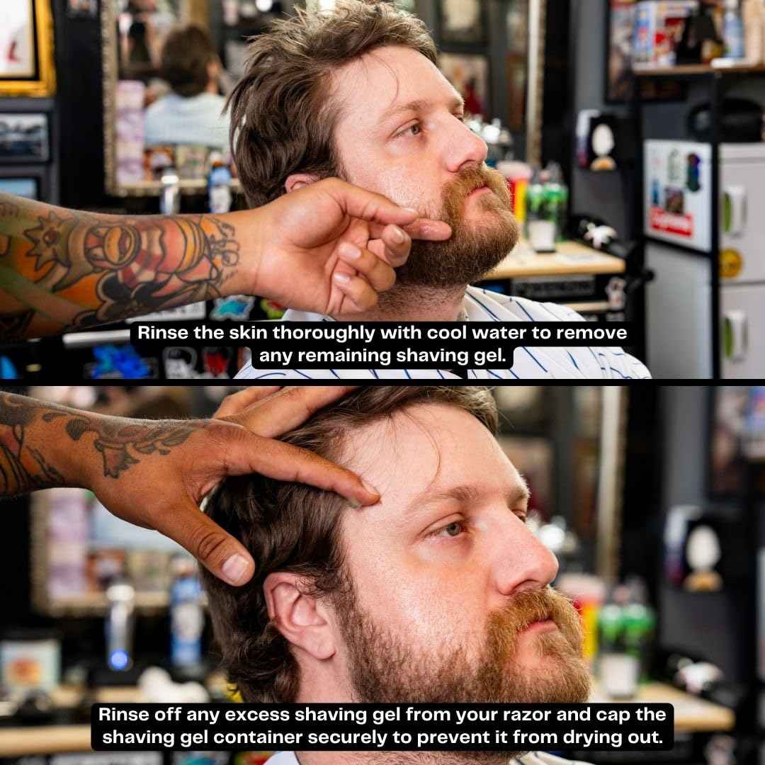 Non-Foaming Shave Gel for Men - Professional Barber-Grade Shaving Gel, Moisturizing & Skin Replenishing, Smooth Close Shave. 6.8 oz, Sandalwood scent (2-Pack)