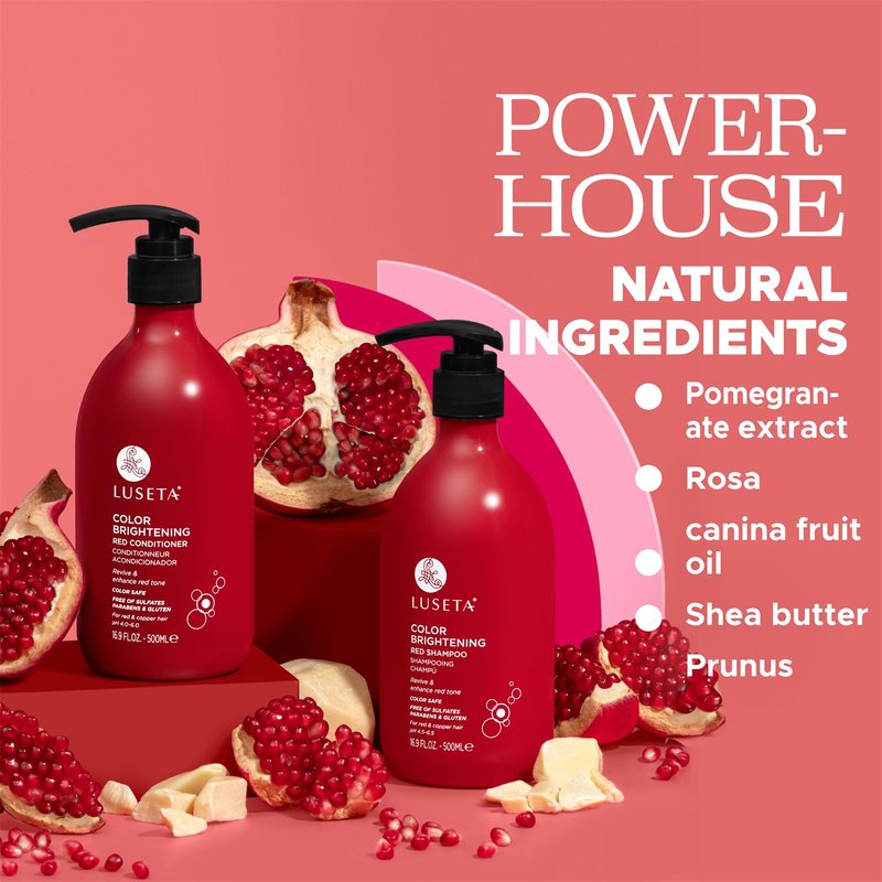 Luseta Color Enhancing Shampoo & Conditioner Set - Revive Red & Copper Hair, Add Shine & Smooth Frizz | 2 x 16.9oz