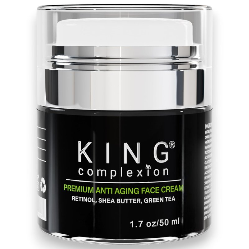 KING Complexion Mens Anti Aging Face Cream with Retinol – Organic Skin Care Face Moisturizer with Shea Butter – Non Greasy – Clean Ingredients, Lightweight – All Skin Types – Black Owned (1.7 oz)