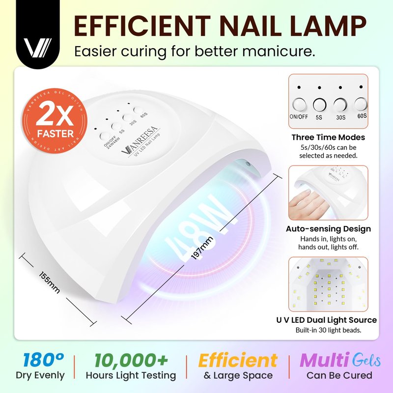 VANREESA Gel Nail Polish Kit with U V Light and Nail Drill Kit 75 Pcs Gel Polish Nail Set 45 All Season Colors Nail Polish Set Base Coat & 4 Effects Top Coat Complete Nail Kit Gifts for Women