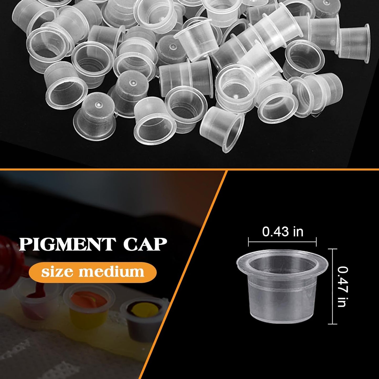 3MM Tattoo Fake Skin - 510Pcs Practice Skin with 10 Ink Cups & 500 Medium Caps