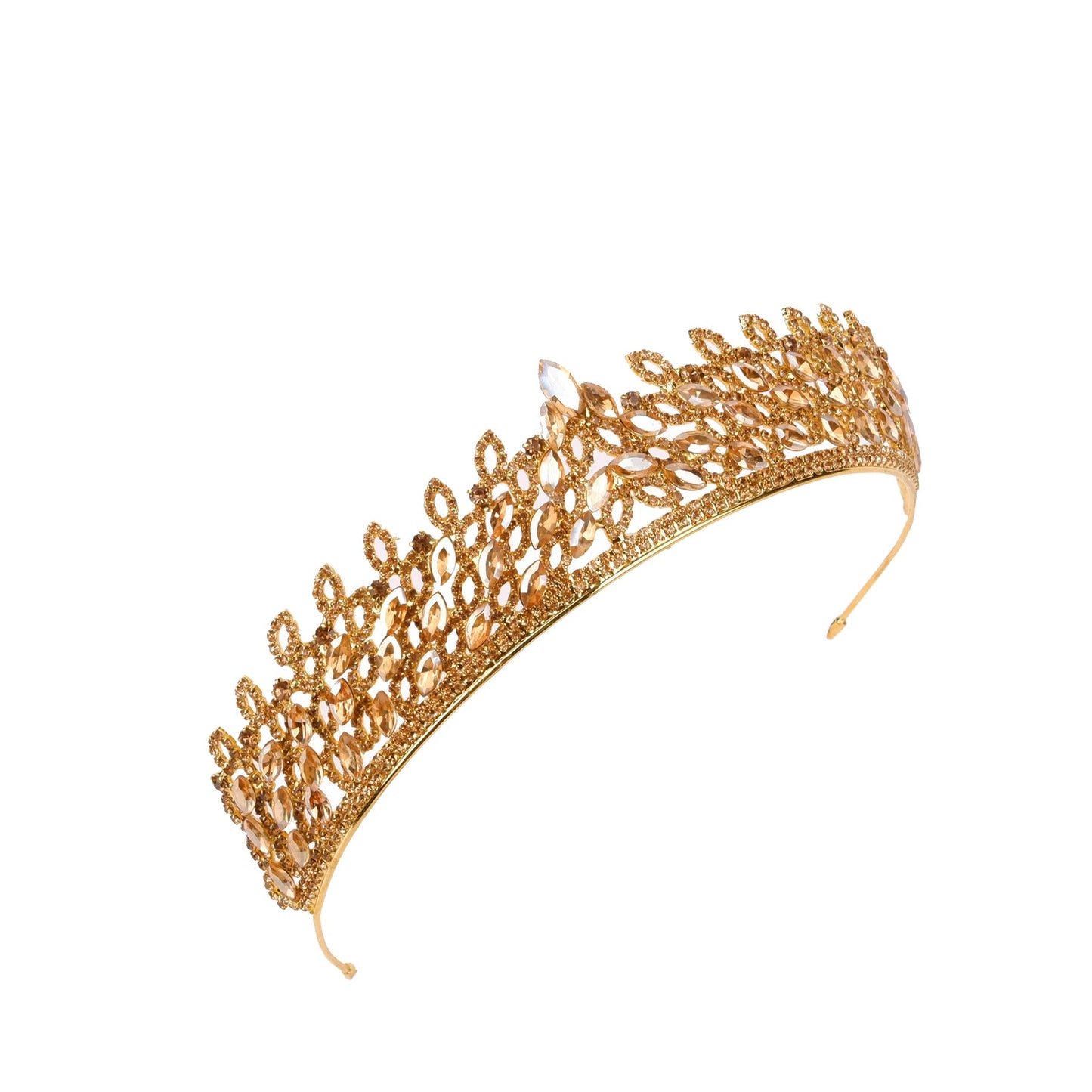 LIMELIA Women's Tiara, Crown for Henna Wedding Party | Glitter Hair Accessories for Bridal Birthday Pageant Prom Halloween Costume Christmas Party, Princess Crowns | Leaf Pattern - Honey
