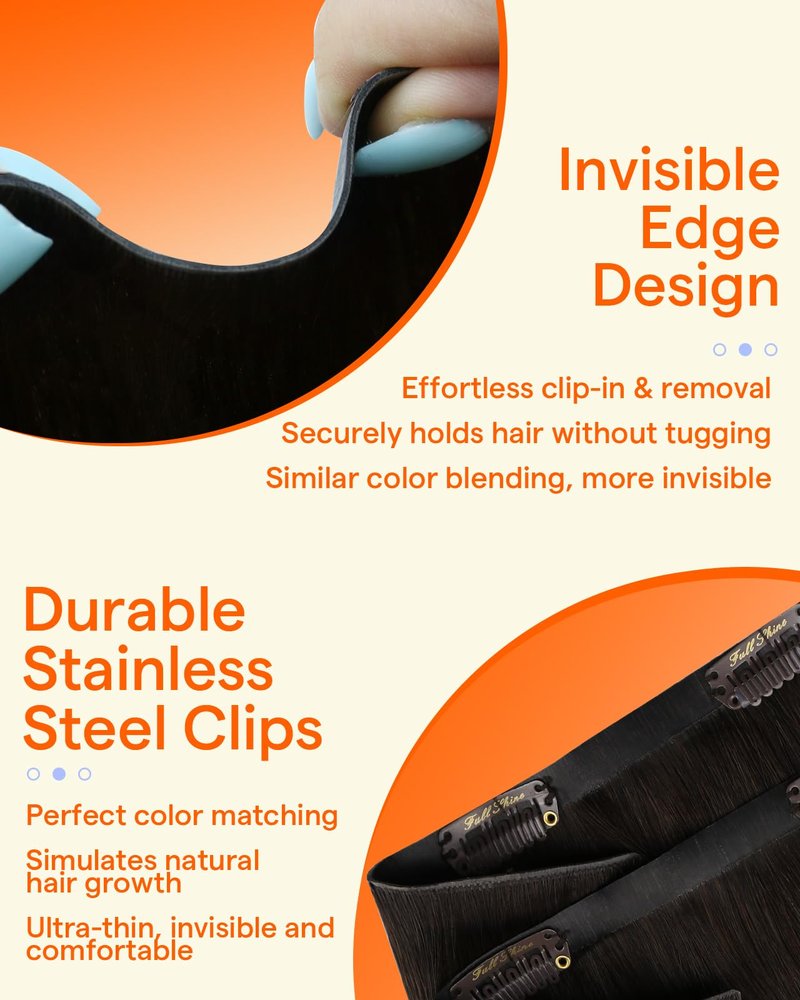 Full Shine Brown Wire Human Hair Extensions, Darkest Brown Hair Extension Clip In With Transparent Fish Line Straight Layered Hairpiece 14 Inch 80g