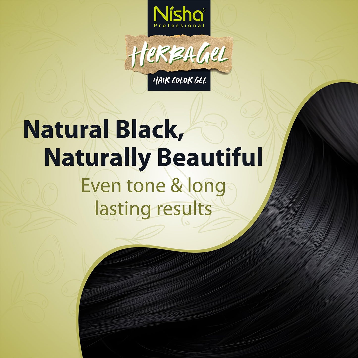 Nisha Herba Gel Hair Colour Gel, Original Black 1 Litre | No Ammonia, No Stain, Non-Drip Vegan Formula | Permanent Hair Colour & Hair Dye | 100% Grey Coverage & Long-Lasting Shine