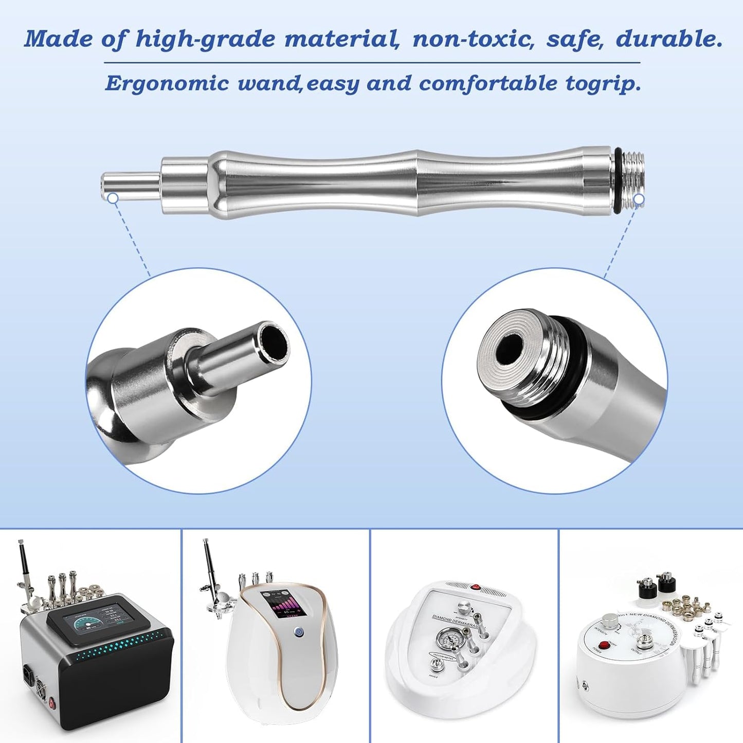 Diamond Dermabrasion Tips - Microdermabrasion Machine Accessories | 9 Replacement Tips & 3 Wands