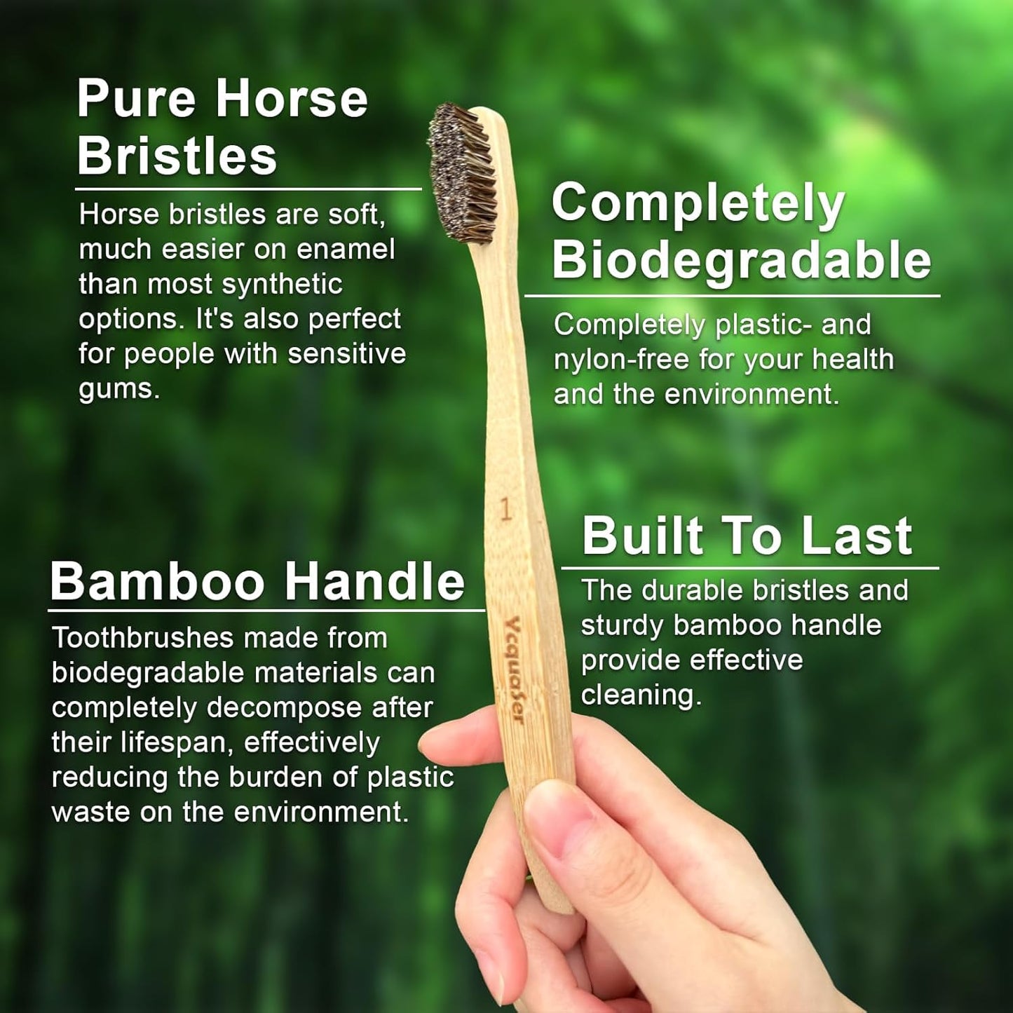 Bamboo Toothbrushes - Natural Soft Bristles for Adults | 100% Biodegradable 4-Pack