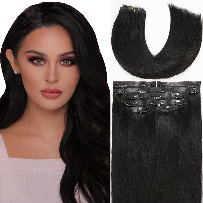 Lacer Hair 14 Inch 110g Seamless Hair Extensions Clip in Human Hair Dark Ash Blonde Mixed Platinum Blonde Invisible PU Skin Weft Straight Human Hair Highlight Color For Women