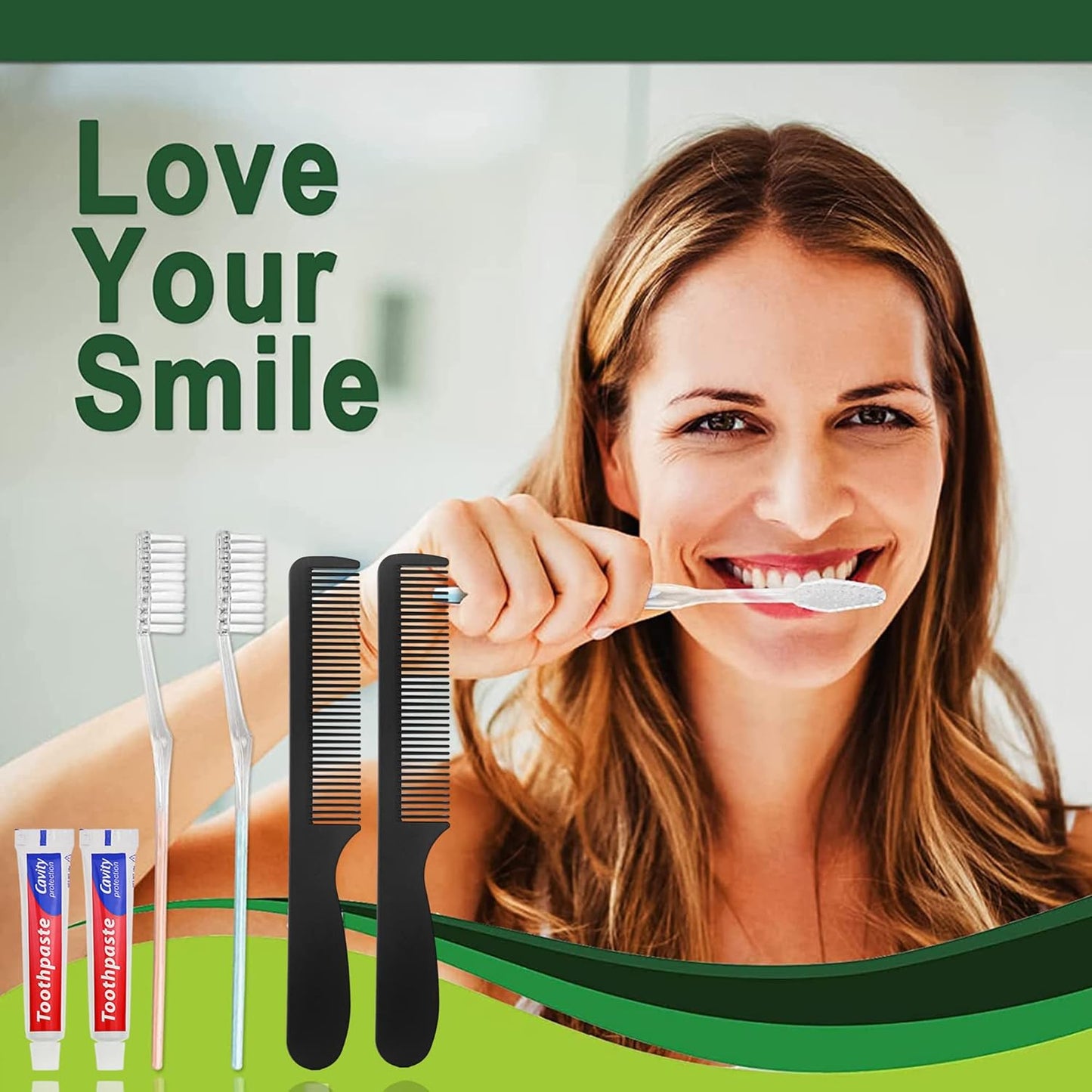 Disposable Toothbrushes & Dental Floss Picks Bundle - 50 Toothbrushes + 150 Floss Picks | Individually Wrapped