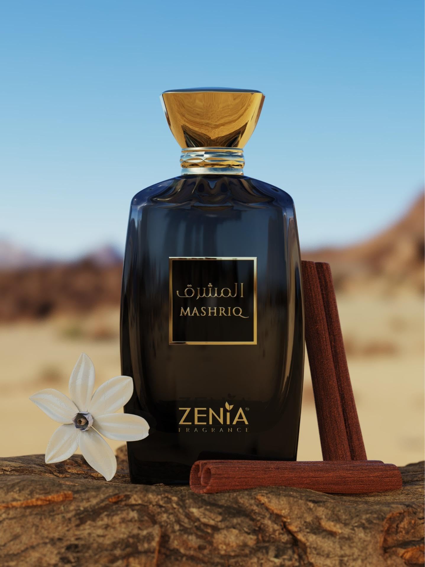 Zenia Mashriq Eau de Parfum EDP Spray for Men & Women – 3.4oz / 100ml | Long Lasting Warm Spicy Gourmand Fragrance with Cognac, Caramel, Cinnamon & Vanilla