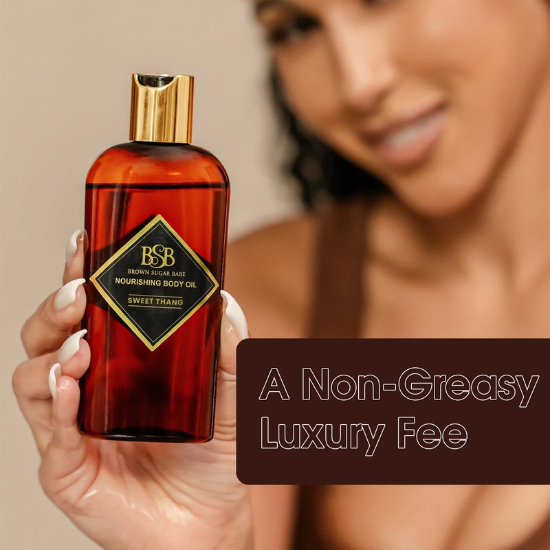 Brown Sugar Babe Sweet Thang Body Oil, Nourishing Oil for Women, Scented Skin Care, Perfume Body-Oil, Paraben Free, Made in USA