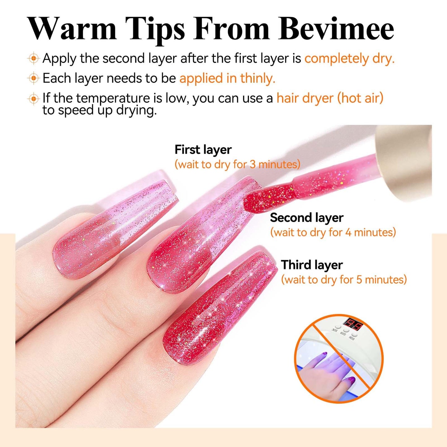 Bevimee Glitter Nail Polish 12ML Quick Dry Shimmer Holographic Long Lasting Nails Iridescent Fingernail Polish Reflective Nail Lacquer Sparkle Color for Beginner-1PC