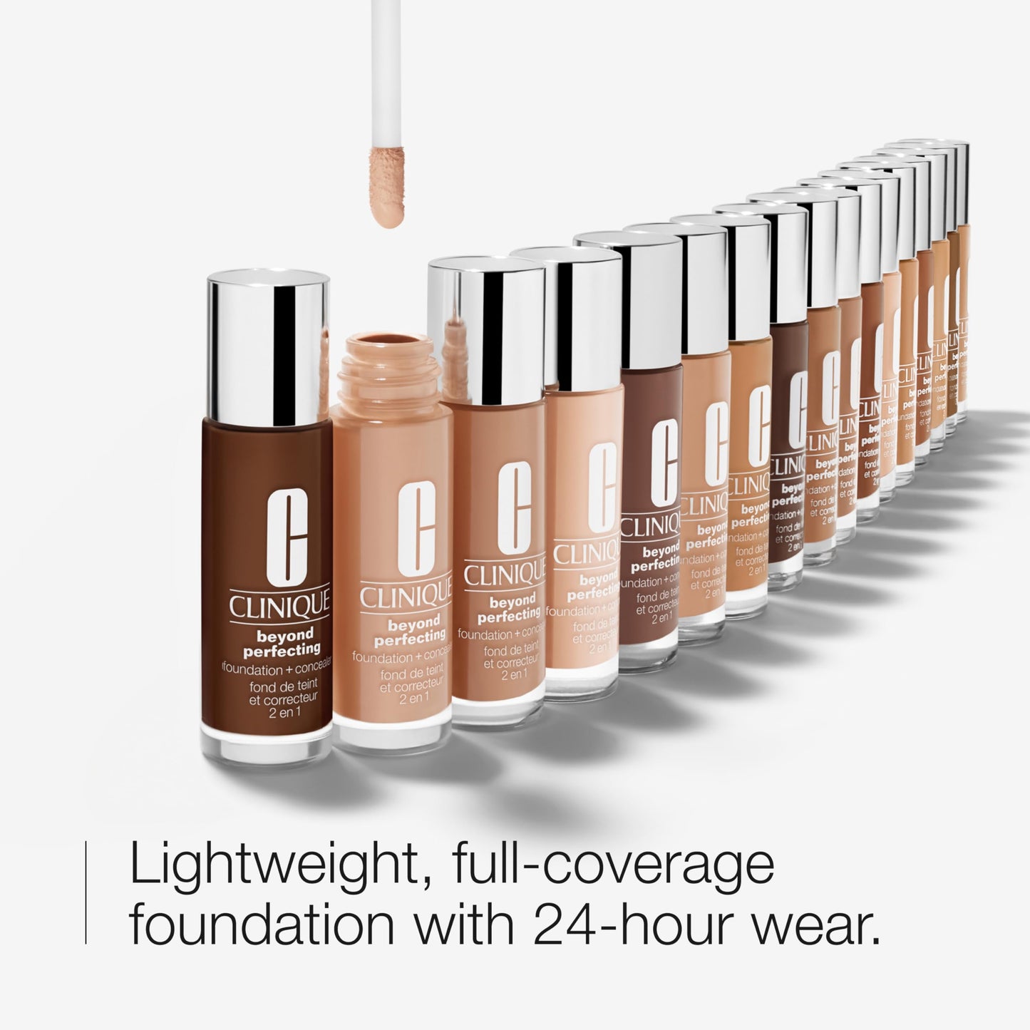 Clinique Beyond Perfecting Lightweight Liquid Foundation + Concealer For Dry Combination to Oily Skin Types | Full Coverage + Natural Matte Finish, Vanilla, 1 Fl Oz
