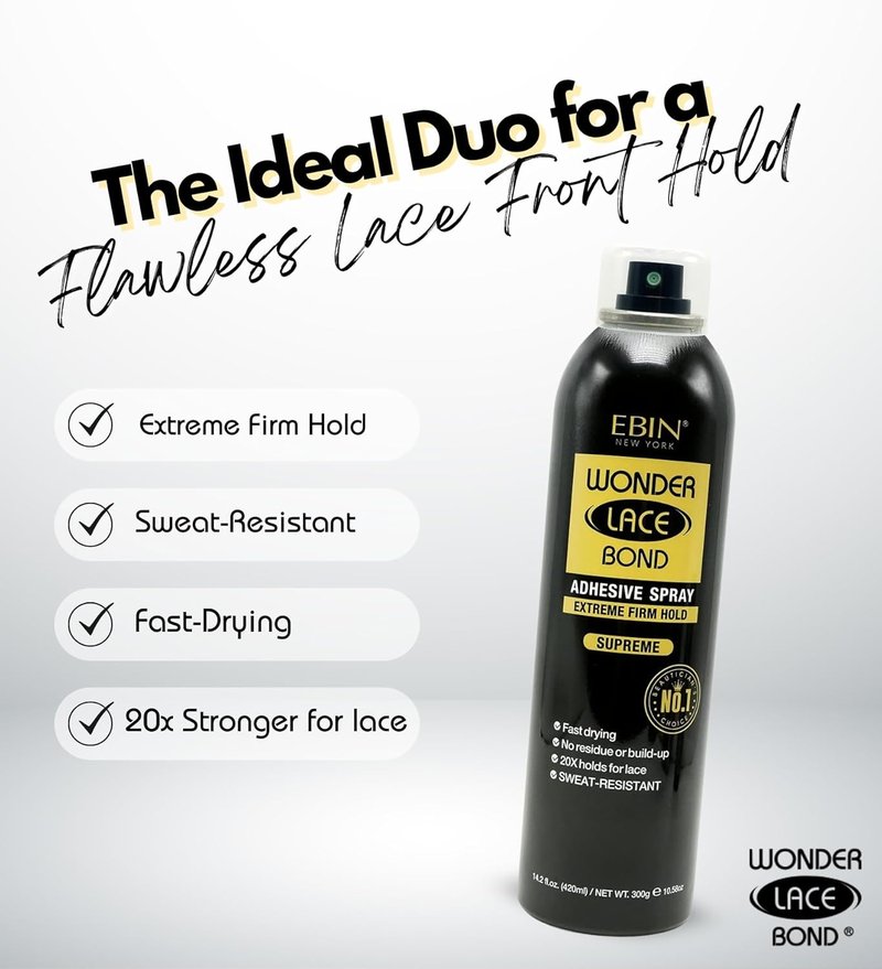 Waterproof Wig Glue Spray - Supreme Hold Adhesive for Lace Front Wigs | Sweat-Resistant, Quick-Dry Finish, 14.2 Oz (3 Pack)