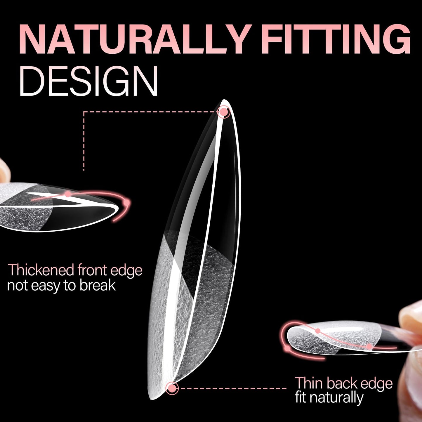 AILLSA Medium Almond Shaped Nail Tips - 15 Sizes 450pcs Acrylic Nails Tip Full Cover Half Matte Nails Tips Press on Nails for DIY Home Salon