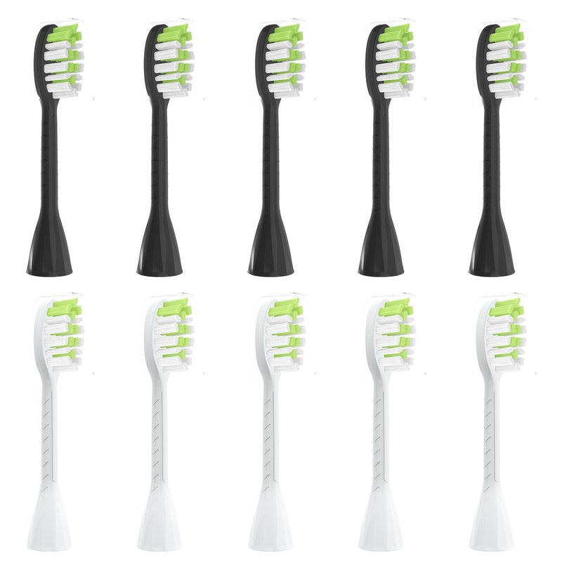 Feihead Replacement Toothbrush Heads Compatible with Philips Sonicare One Electric Toothbrush，Brush Head 10 Pack for HY1100 for HY1200 for BH1022,5black+5white
