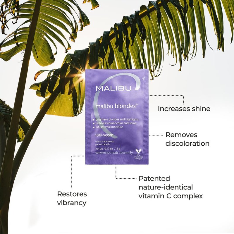 Malibu C Blondes Wellness Remedy - Removes Discoloration from Bleached, Highlighted or Natural Blonde Hair + Restores Vibrance and Shine with Vitamin C Complex (1 Packet)