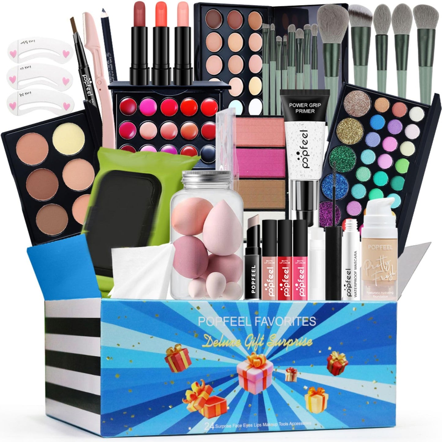 Melearch Makeup Set Box, Festival Surprise Assortment Gift with Professional Makeup Products, Cosmetics Set Party Favors for Women Girls Teenager, Vegan & Cruelty-Free, Set D