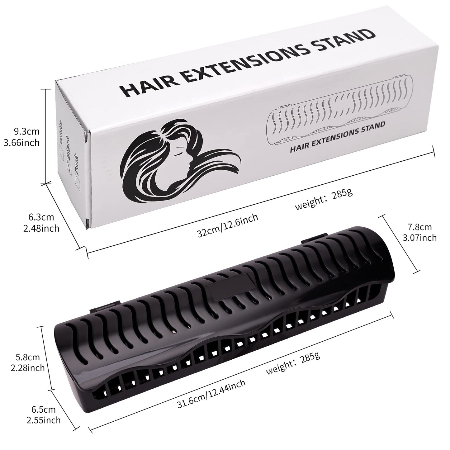Hair Extension Holder Hair Extension Style Caddy Designed to Hold Clip-Ins, Tape-In’s, Micro Bundles and Sew-In Wefts While You Color, Wash, Style, Pack and Store (Black)