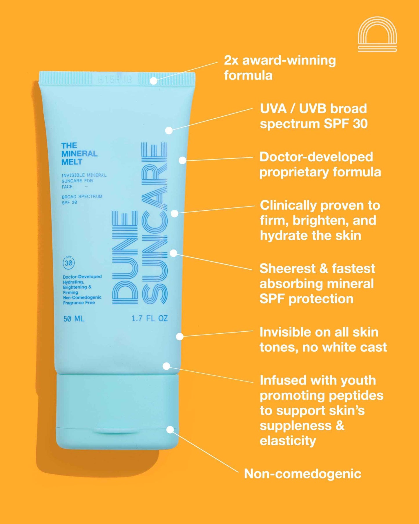 The Mineral Melt – Sheer Mineral Face Sunscreen SPF 30, Broad Spectrum, Fragrance-Free Sunblock – Hydrating, Anti-Aging, Brightening, Peptide-Packed, Award-Winning Formula (1.7 Fl Oz)