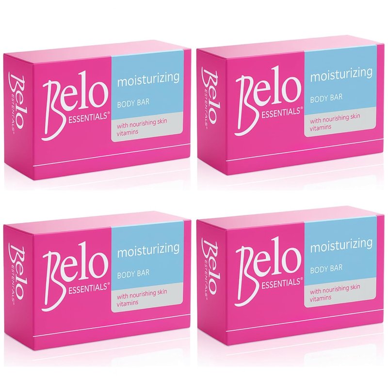 Belo Essentials Moisturizing Body Bar | Gentle Cleansing & Hydrating Skincare - 4 Bars, 135g Each