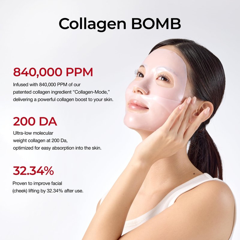 CANDORLOV CDL Korean Collagen Duo - Collagen Hydrogel Face Lifting Mask (5 Sheets) + Collagen Hydrating Glass Glow Cream - Anti-Aging, Firming & Plumping with OLIGO-HA Phyto-PDRN