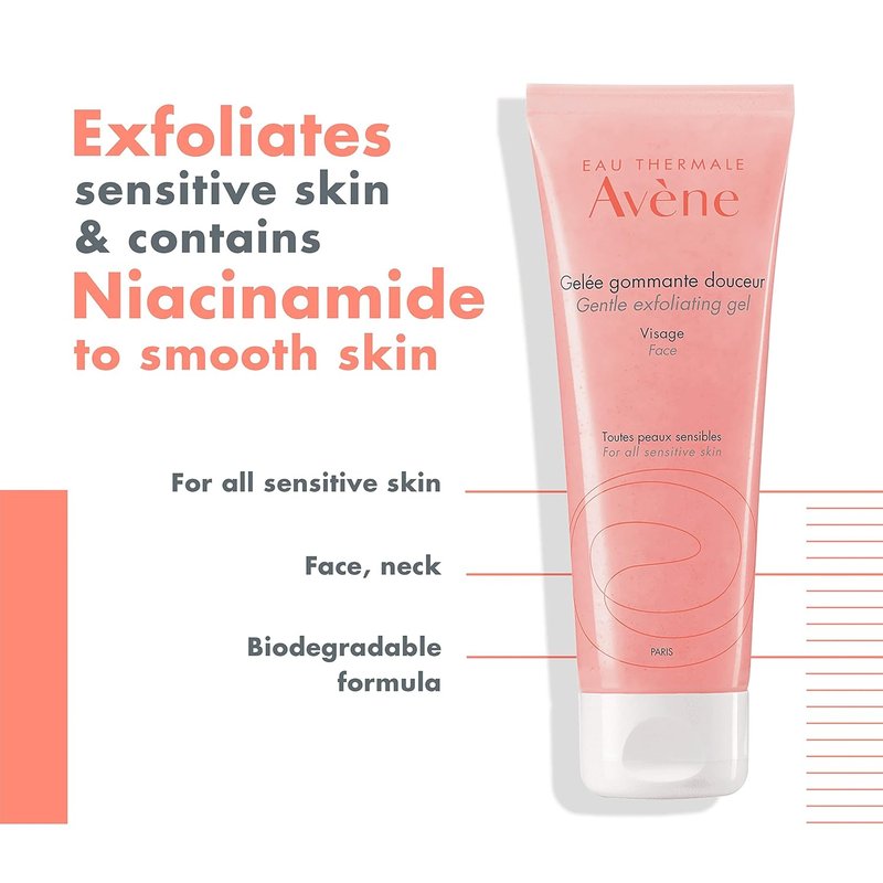 Avène Gentle Exfoliating Gel - Pore Scrub with Niacinamide | Non-Comedogenic, 2.5 Oz