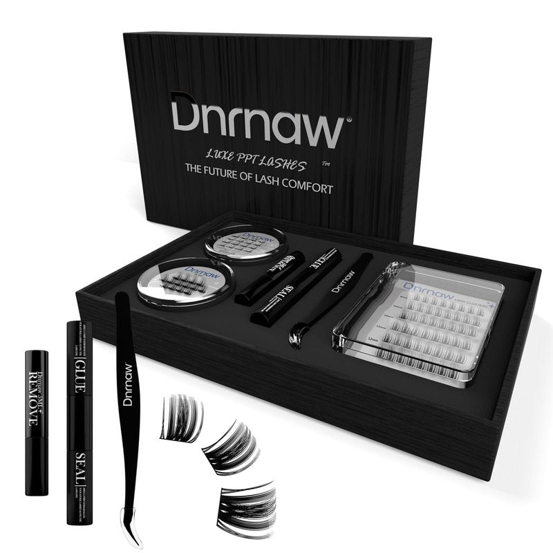 Lash Clusters Kit – 150H Waterproof Eyelash Extensions, Wispy Fluffy 8-16mm, Hypoallergenic for Sensitive Eyes, Korean PBT Fibers, DIY Cluster Lashes for Natural or Volume Look (Volume-black box)