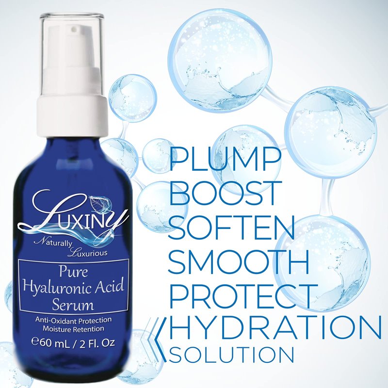 Pure Hyaluronic Acid Serum for Face 2oz (DOUBLE SIZE) Anti-Aging Serum, Anti-Wrinkle Moisturizer, Natural Hydrating Serum for Skin, Use Daily