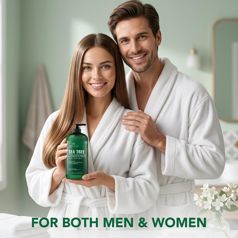Botanic Hearth Tea Tree Conditioner | For All Hair Types | Fights Dandruff & Dry Scalp | With Vitamin C, Peppermint Oil, Rosemary & Lavender Oil | Sulphate & Paraben Free | 16 Fl Oz