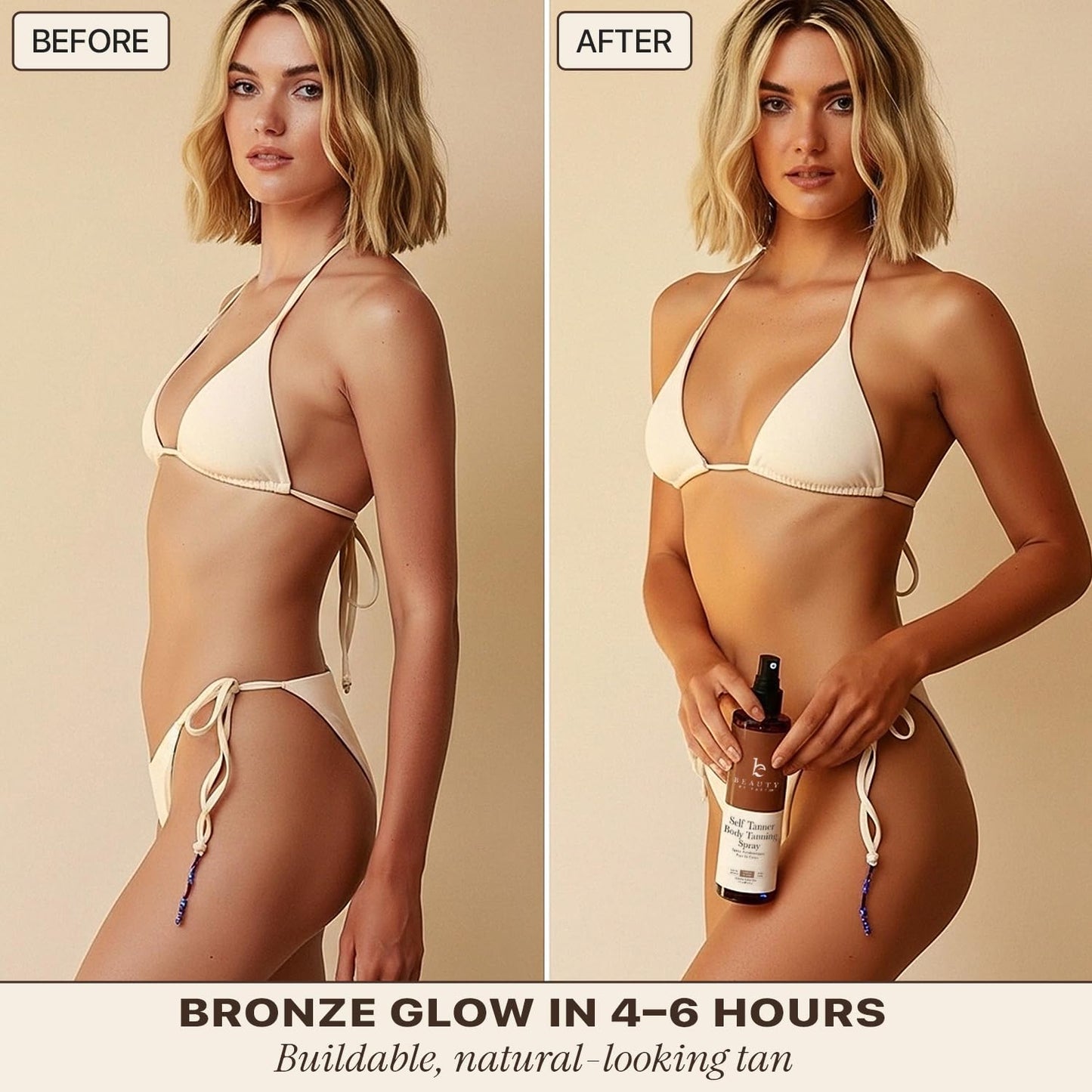 Self Tanner Spray - USA Made with Natural & Organic Ingredients, Fast Drying Spray Tan for Pale Skin, Non Toxic Gradual Tanning Spray, Sunless Tanning Water for Women & Men, Medium to Dark