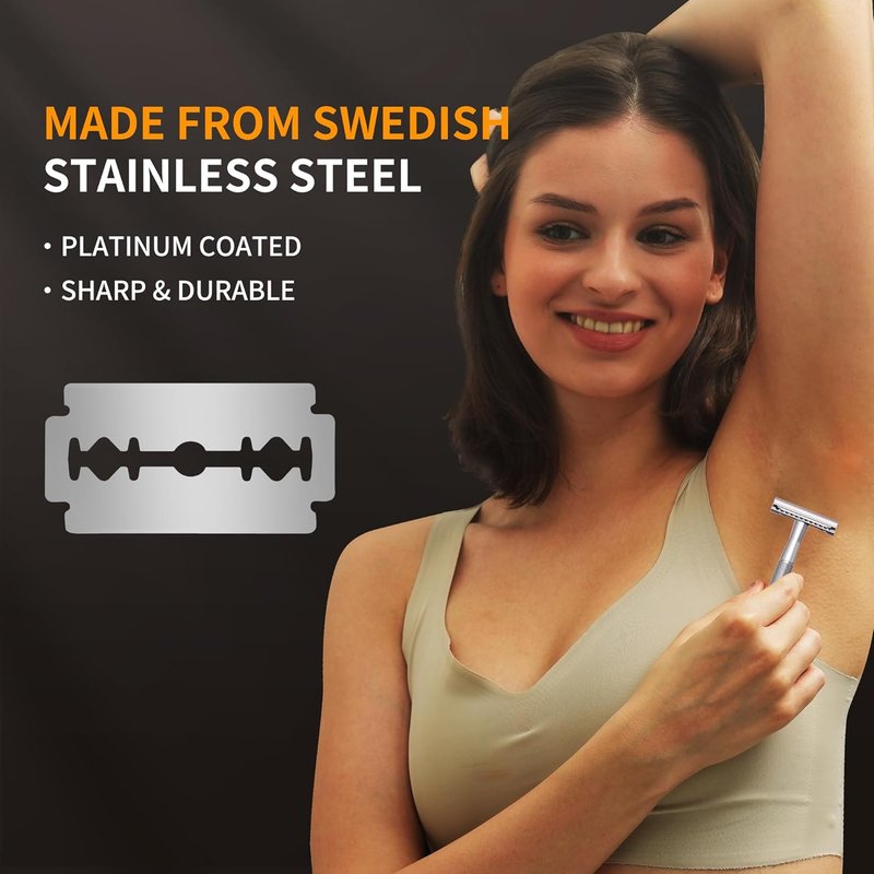 Gearhub Double Edge Safety Razor Blades - 200 Count Swedish Stainless Steel Refills | Mild to Medium Sharpness for Smooth Shaves