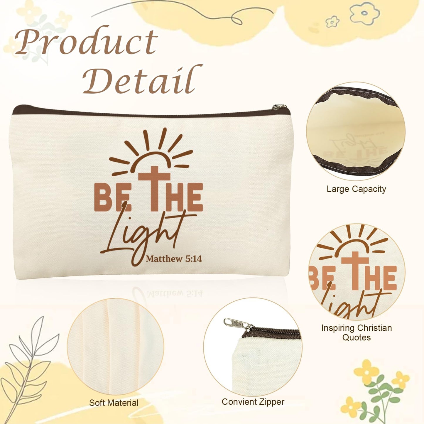 Kuabiz 24 Pcs Christian Makeup Bags Bulk for Women Boho Bible Verse Cosmetic Bags Christian Gifts Inspirational Canvas Pouches with Zipper for Cosmetics Journaling Motivational Supplies