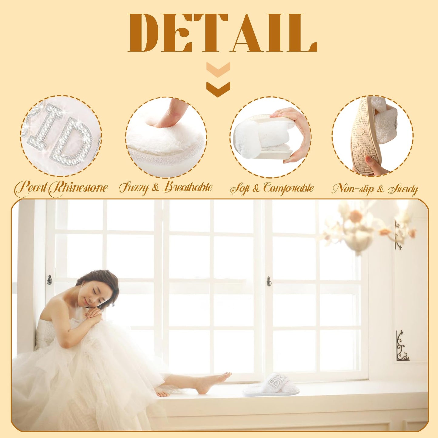 Kovewon Bridal Shower Gifts, Bride to Be Letter Makeup Bag with Pearl Rhinestone Fuzzy Bride Slippers Wedding Engagement Gifts for Her, Bachelorette gifts
