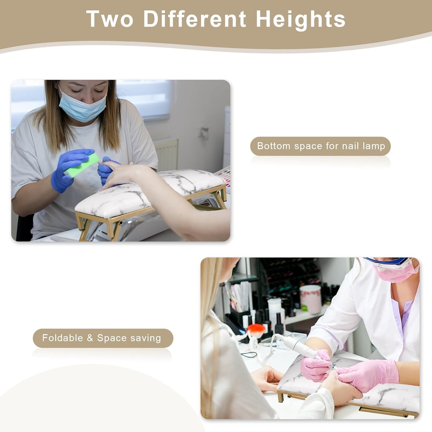 Foldable Nail Arm Rest - Microfiber Leather Manicure Hand Rest for Nail Technicians | Salon Use
