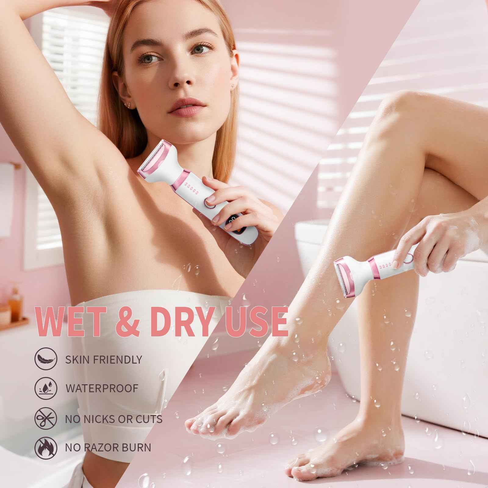 RUIM Electric Razor for Women, 5-in-1 Painless Wet & Dry Facial Hair Remover & Shaver for Face, Body, Bikini Line