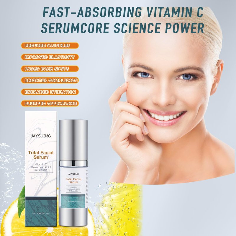 Super c serum for women over 70, with Vitamin C, Hyaluronic Acid, Tripeptides, firms and lifts skin, Targets Dark Spots and Wrinkles, Hydrating Anti-Aging total package serum 1 fl. oz