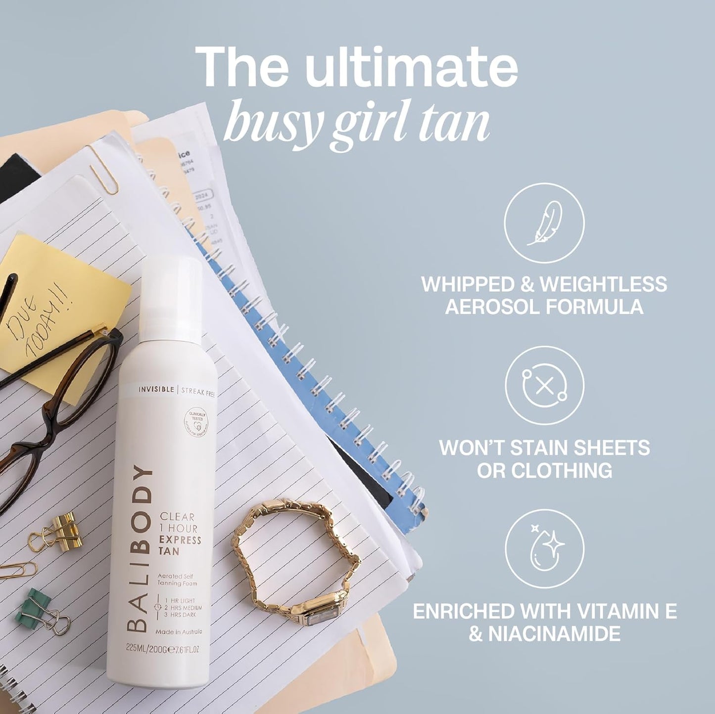 BALI BODY Clear 1 Hour Express Self Tanner - Fast Acting Natural Bronze Tan | Streak-Free Application with Luxe Mitt