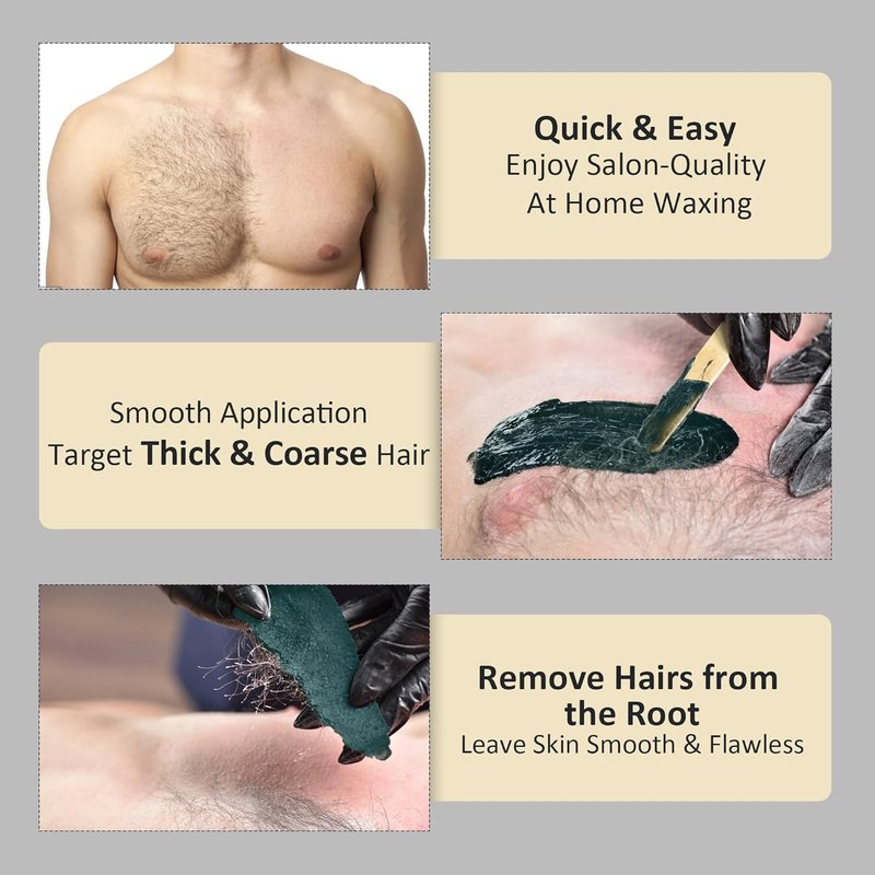 Maxpearl Hair Removal Waxing Kit for Men - Nose & Ear Wax with Silicone Pot | Removes Coarse Body Hair