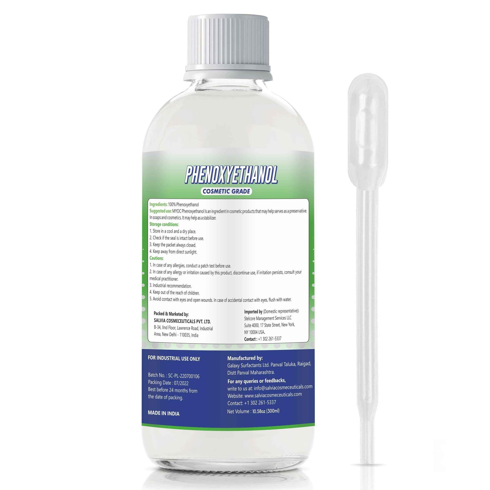 MYOC Phenoxyethanol liquid | liquid preservative suitable for Making Soap, Conditioners, Lotion, Creams, and More, Premium Liquid Preservative, Cosmetic Grade 10.58 Oz / 300 ml