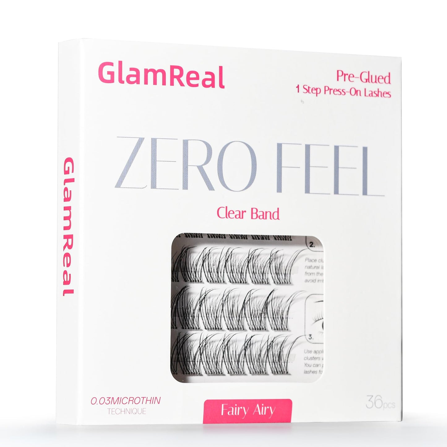 Self Adhesive Press On Lashes 10-14mm, Pop-On Glueless Lash Clusters, Natural ULTRA-THIN Invisible Band Lashes, Reusable No Residue 36 Clusters, Beginner Friendly kit by GlamReal (Fairy Airy)