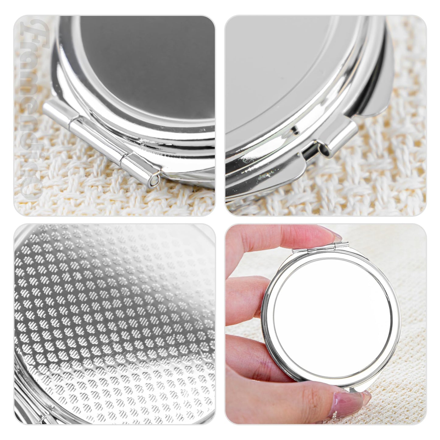 Framendino, 12 Pack Round Sublimation Cosmetic Mirrors Blanks Portable Folding Mirror for Women
