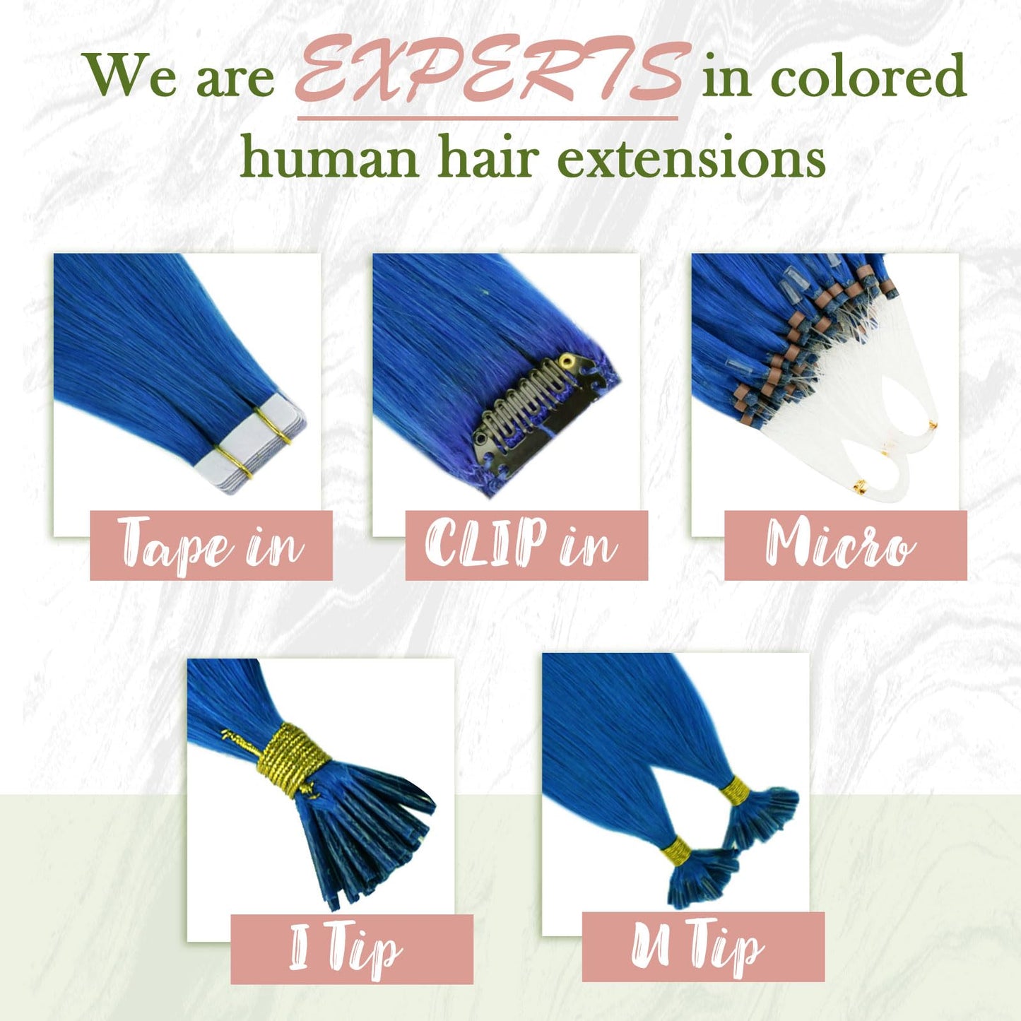 RUNATURE Micro Link Hair Extensions Human Hair Blue Micro Bead Hair Extensions Real Human Hair Blue Hair Extension Real Hair Microlink Hair Extension Remy Natural Hair for Party 14 Inch 25g 25s