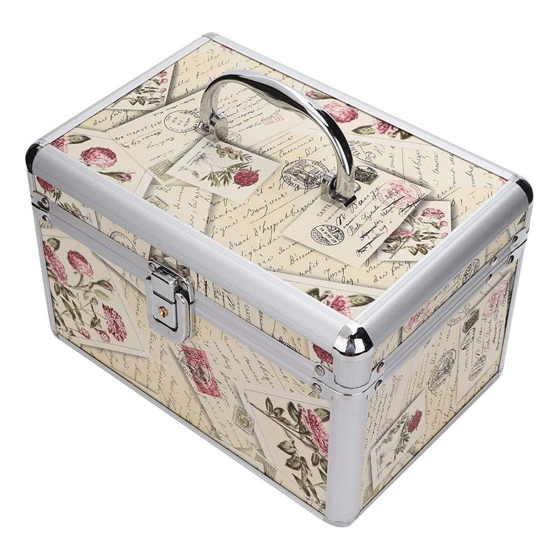 Makeup Case with Mirror, Professional Aluminum Makeup Storage Box, Portable Small Cosmetic Case for Beauty Artists, Travel Cosmetic Train Case Organizer with Dividers and Tool Panel for Brushes