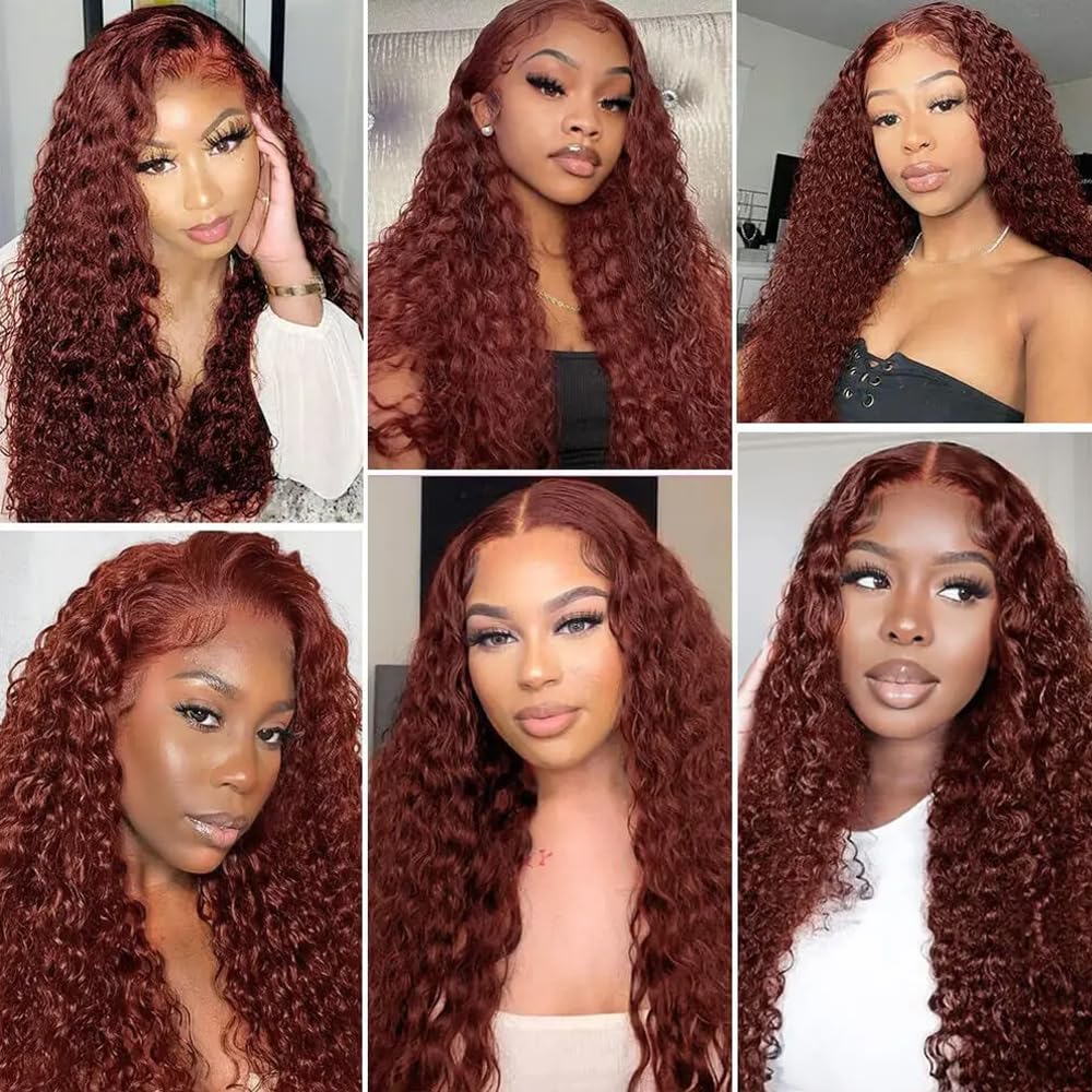 Human Hair Water Wave Bundles - Brazilian Virgin Remy, 16-Inch, Reddish Brown | 3-Pack