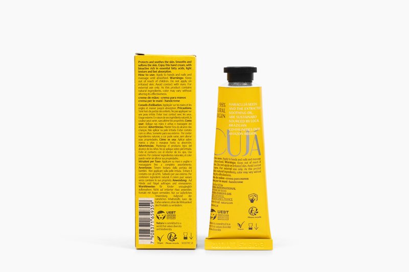 natura – Passion Fruit Hand Cream Travel Size – Soothing Balm – 24-Hour Hydration for Dry Hands – Fast Absorbing, Vegan Moisturizer – Calming & Nourishing Brazilian Hand and Cuticle Care- 1.41oz (40g)
