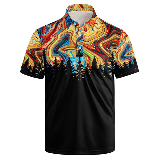 NELife Graphic Mens Polo Shirt Short Sleeve Print Performance Golf Shirts Moisture Wicking Tennis Collared T-Shirt, M