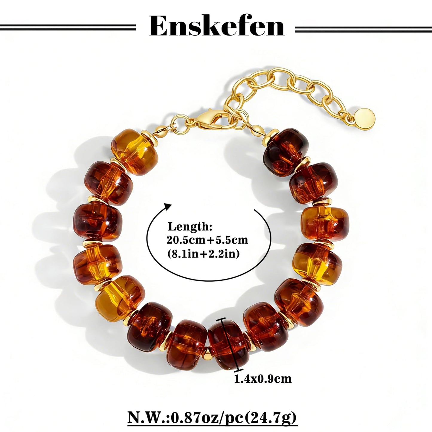 ENSKEFEN Chunky Beaded Bracelets for Women Boho Multicolor Acrylic Resin Beads Bracelet Adjustable Statement Bracelet Summer Beaded Jewelry